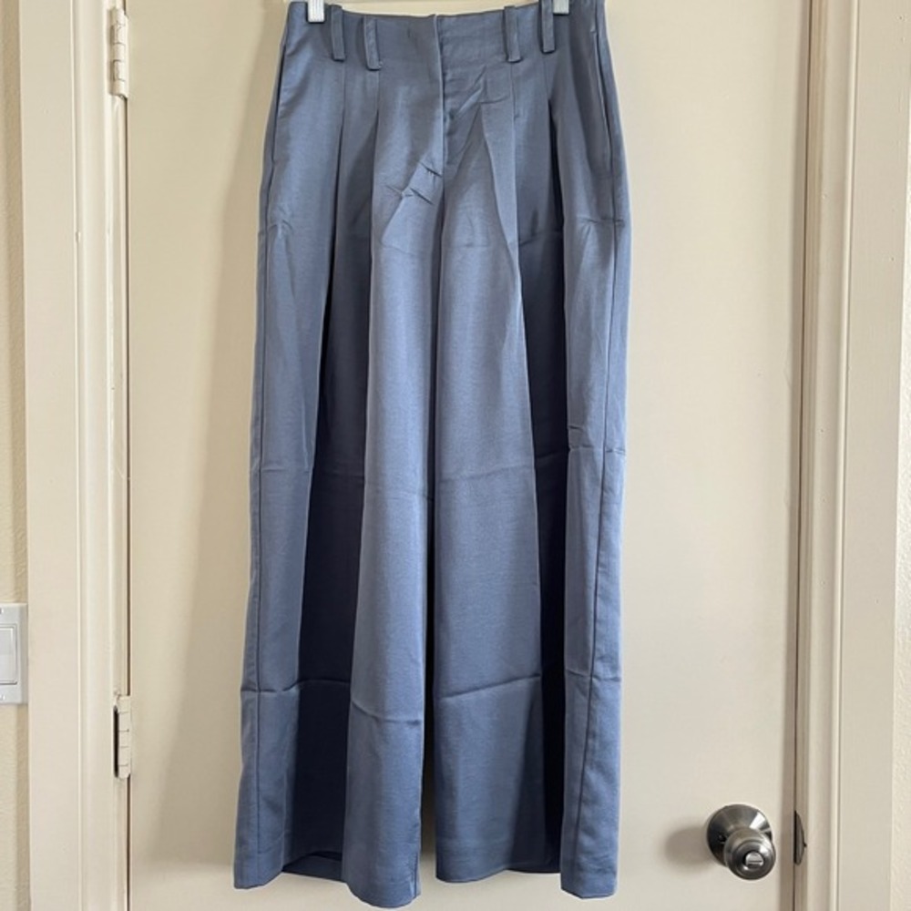 NSR Womens High Rise Palazzo Trousers Small Pleated Wide Leg Career Office Pants